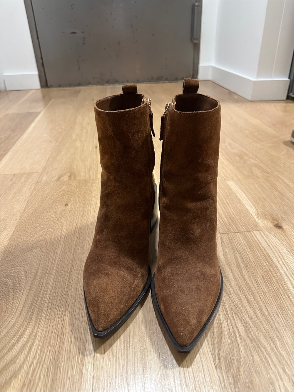 Everlane Brown Suede Pointed-Toe Ankle Booties